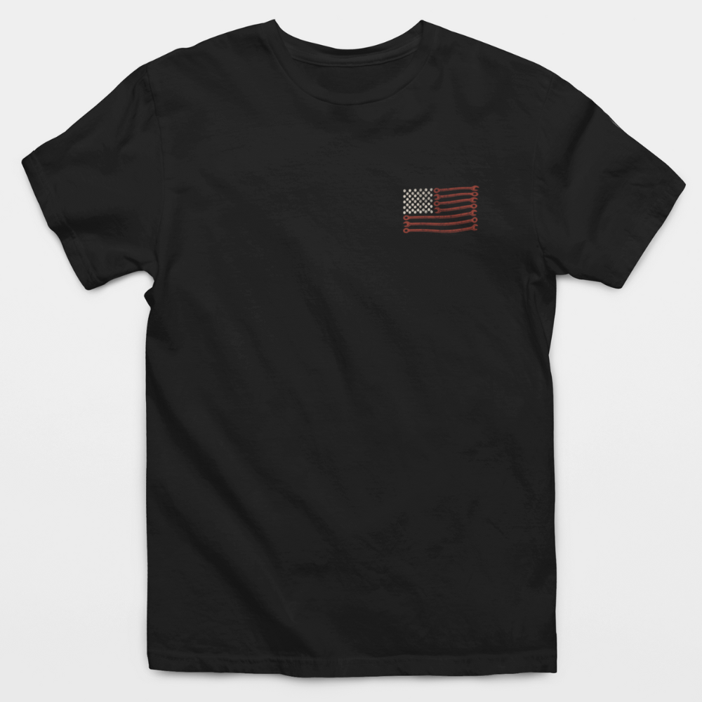 Freedom Some Assembly Required Wrench Flag T-Shirt