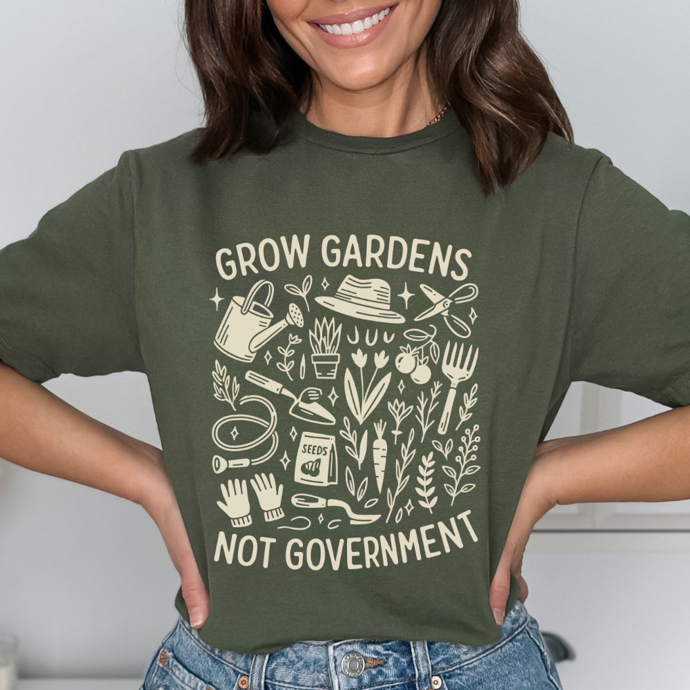 Grow Gardens Not Government Gardening Doodles T-Shirt