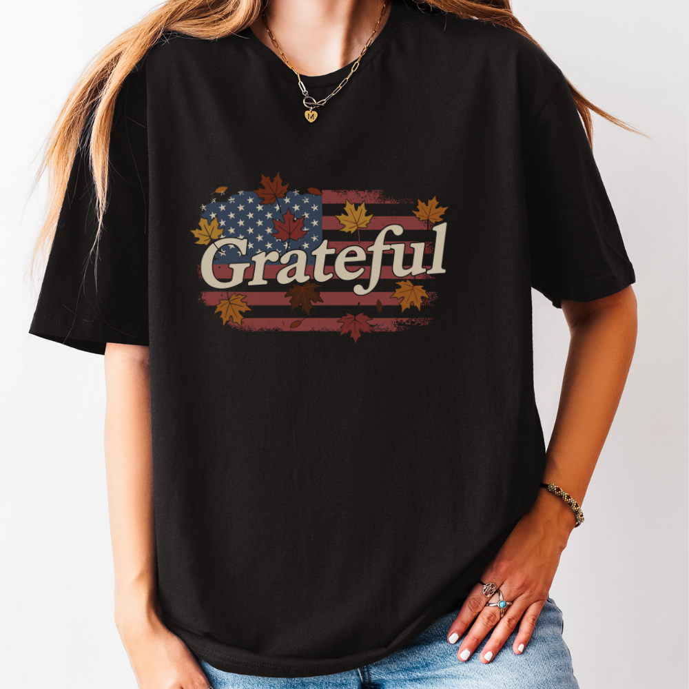Grateful American Flag Fall T-Shirt