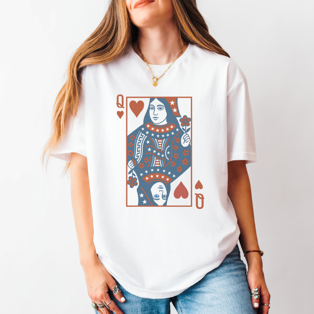 American Queen of Hearts Playing Card T-Shirt