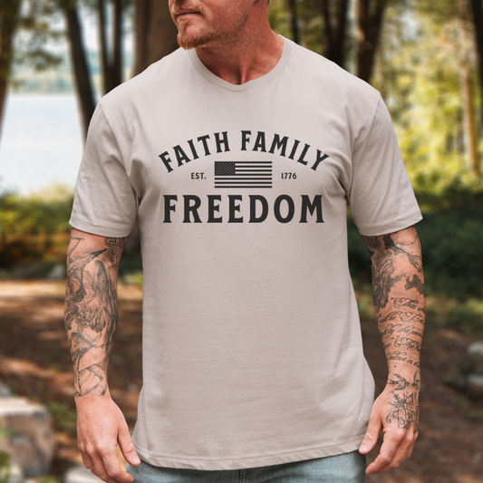 Faith Family Freedom American Flag T-Shirt