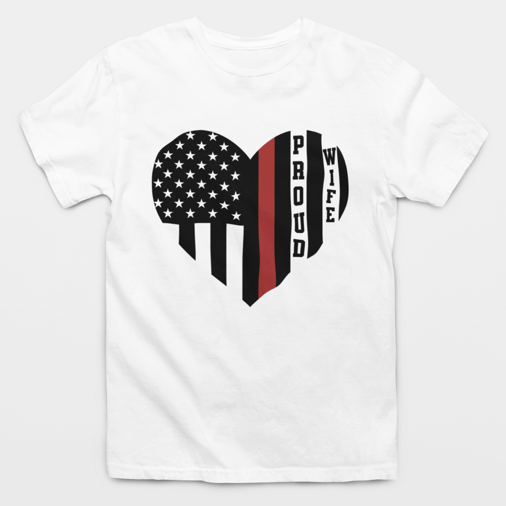 Proud Wife Red Line Flag T-Shirt
