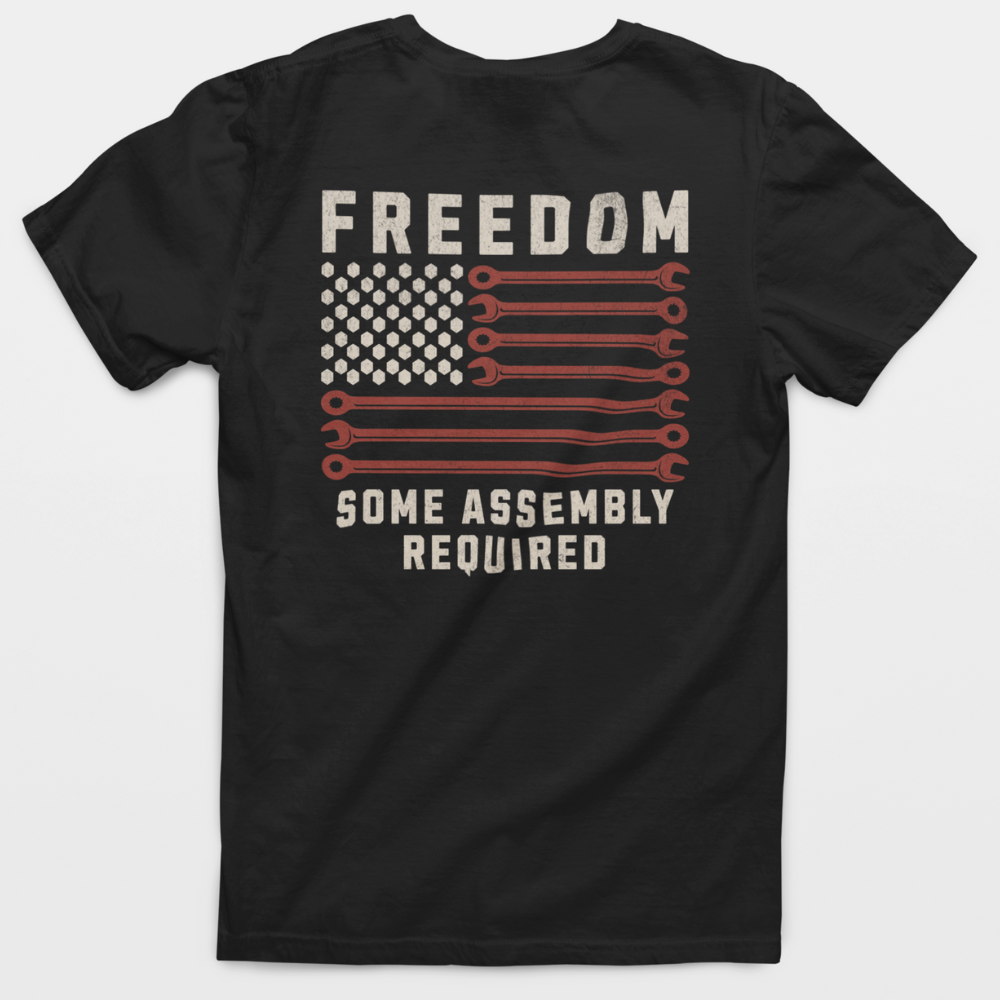 Freedom Some Assembly Required Wrench Flag T-Shirt