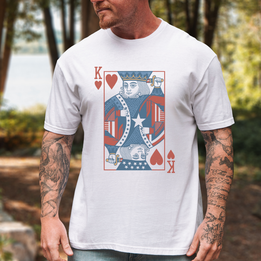 American King of Hearts Playing Card T-Shirt
