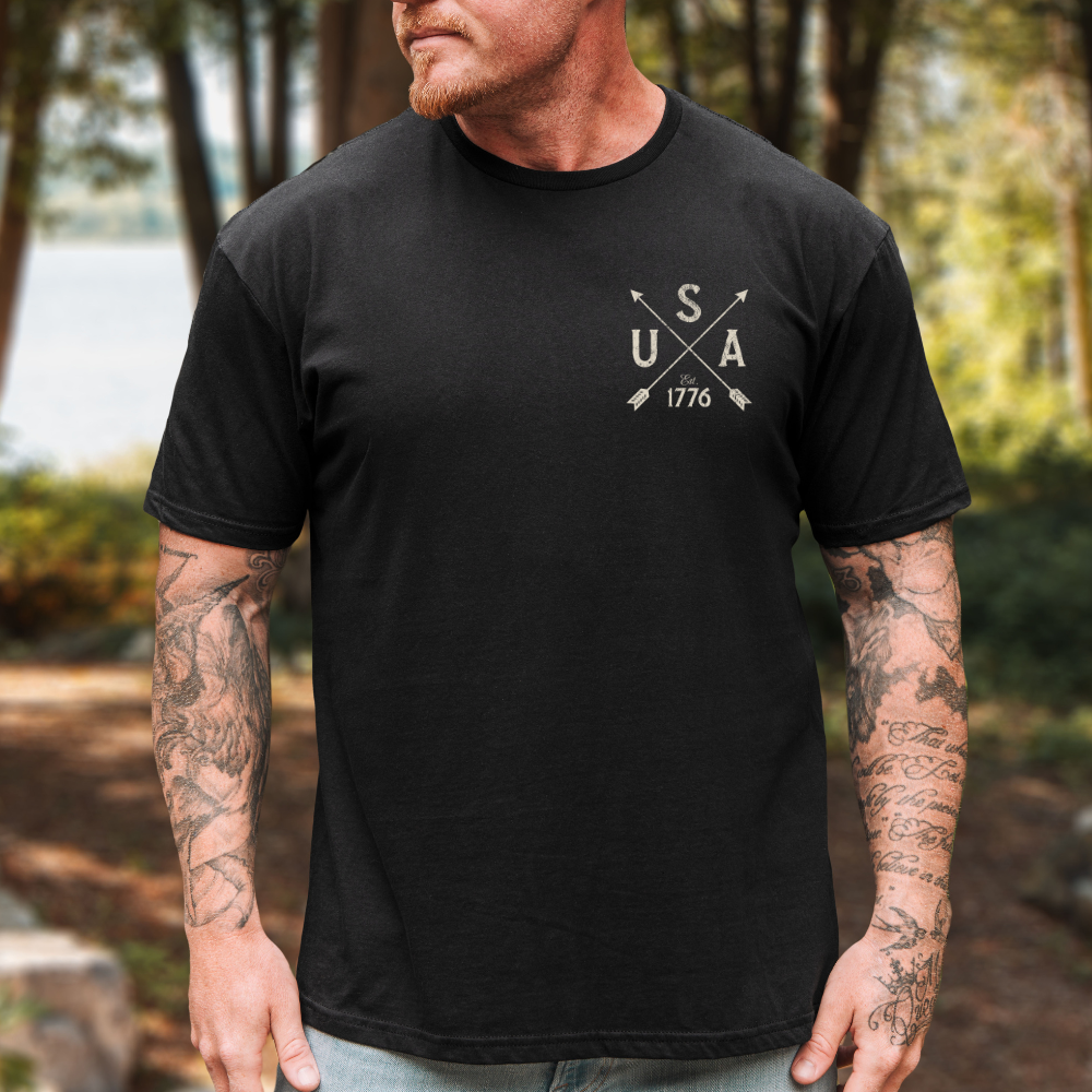 USA Crossed Arrows Chest Logo T-Shirt
