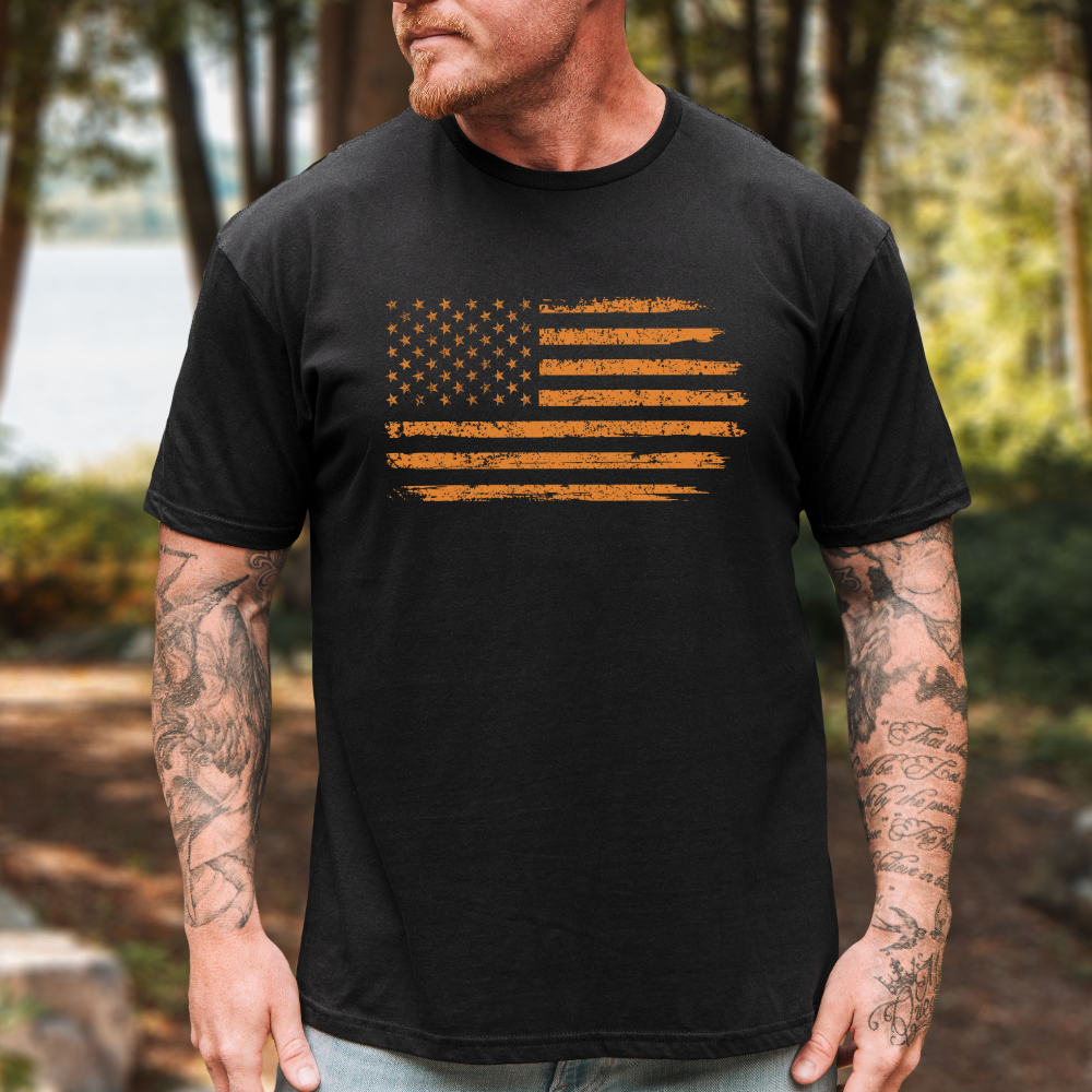 Halloween Orange American Flag T-Shirt