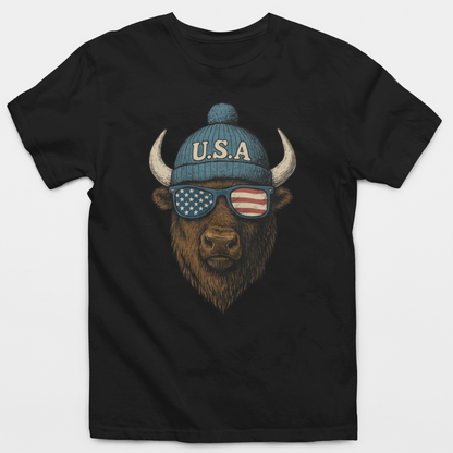 Chill Buffalo American Flag Sunglasses T-Shirt