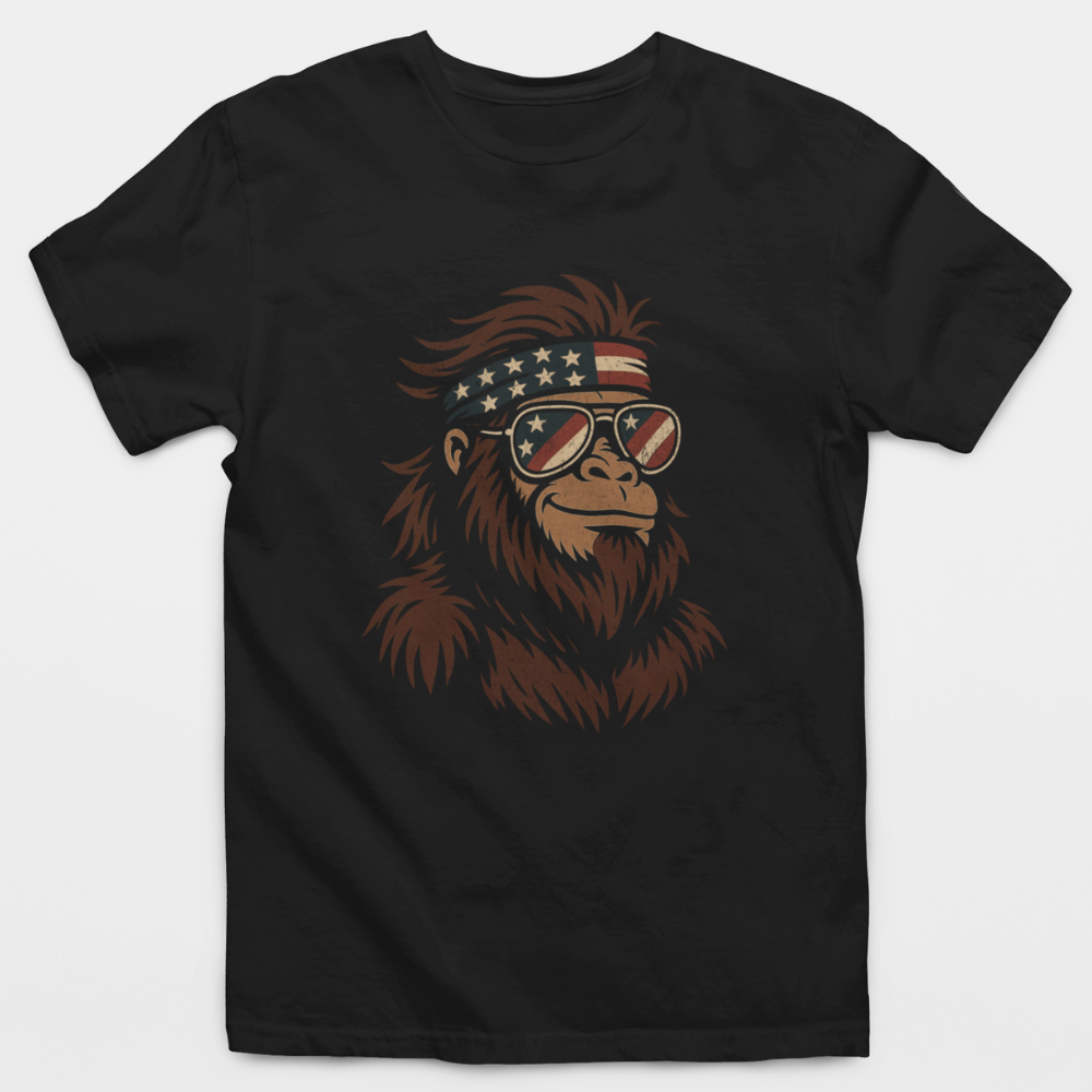 Party Bigfoot American Flag Headband T-Shirt