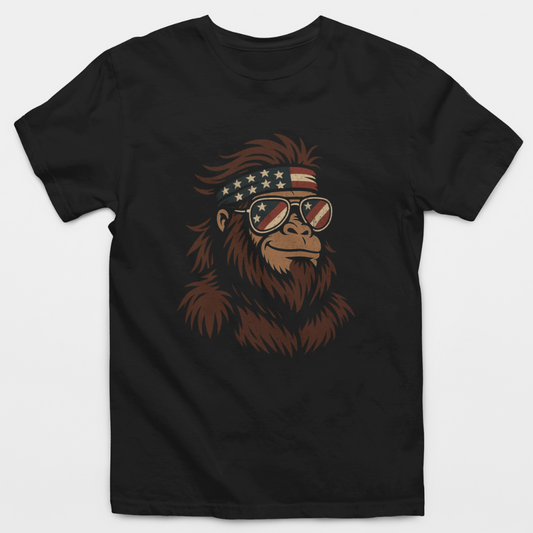 Party Bigfoot American Flag Headband T-Shirt
