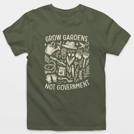 Grow Gardens Not Government Gardening Doodles T-Shirt