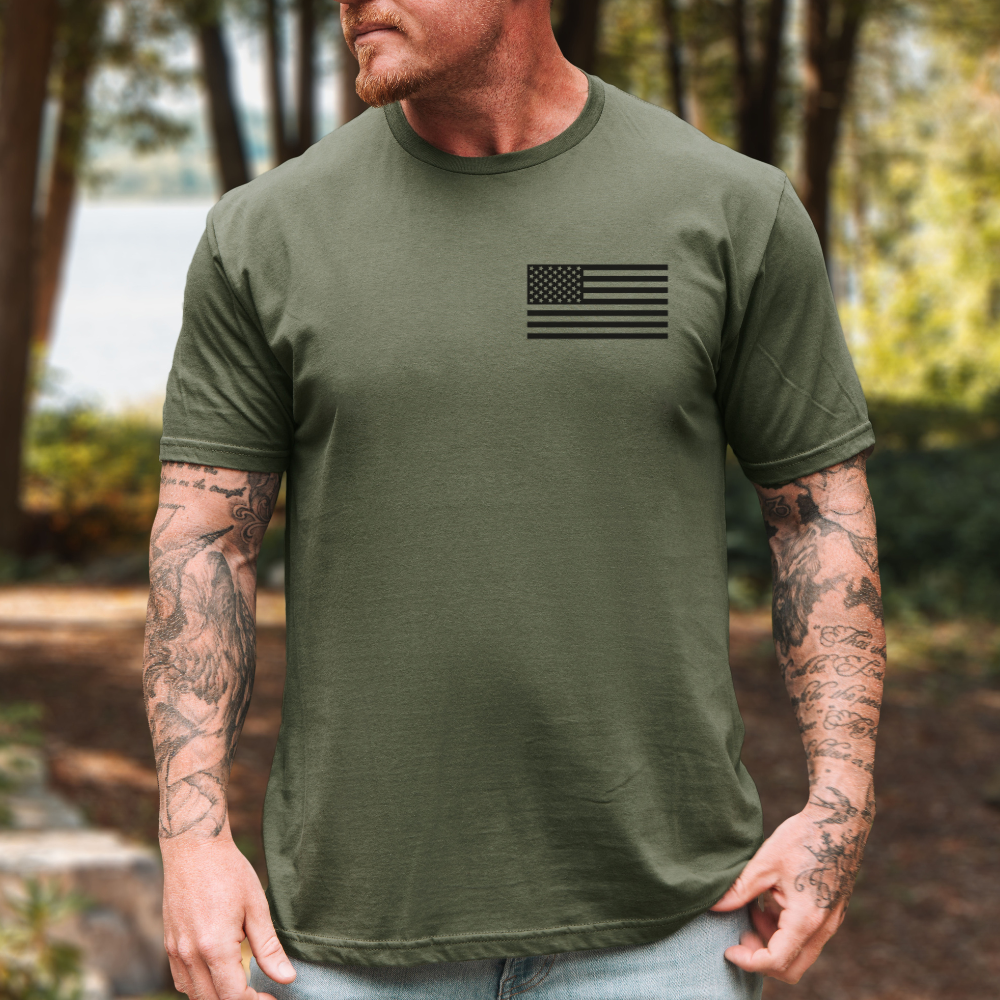 American Flag Chest Logo T-Shirt