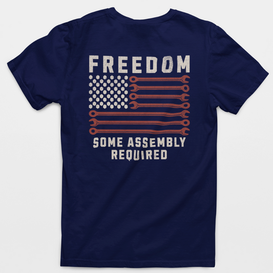 Freedom Some Assembly Required Wrench Flag T-Shirt