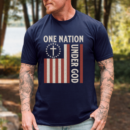 One Nation Under God American Flag T-Shirt