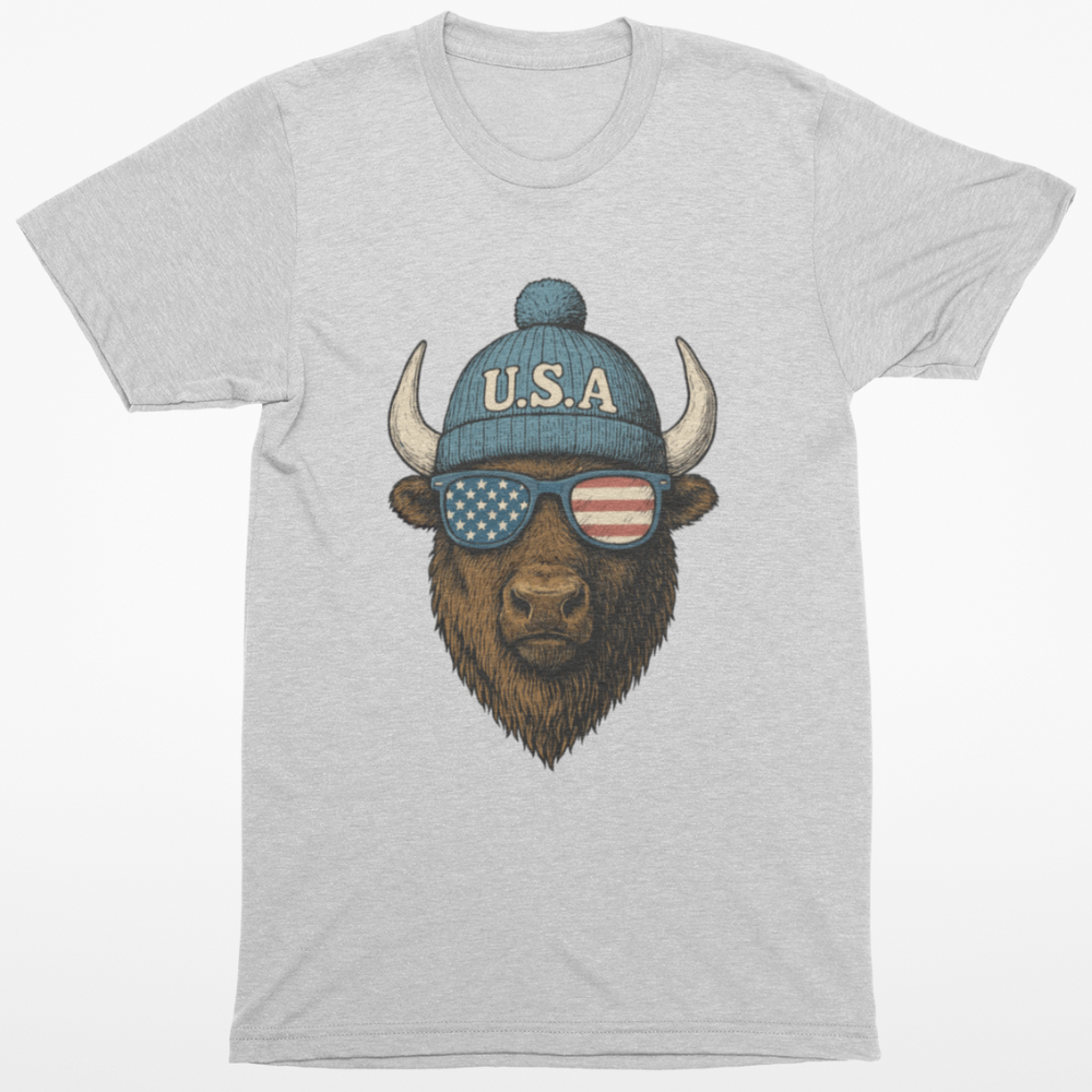 Chill Buffalo American Flag Sunglasses T-Shirt