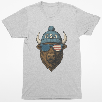 Chill Buffalo American Flag Sunglasses T-Shirt