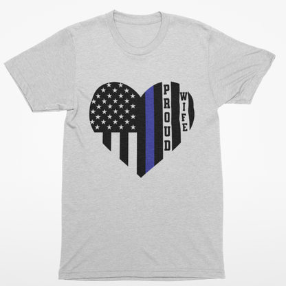 Proud Wife Blue Line Flag T-Shirt