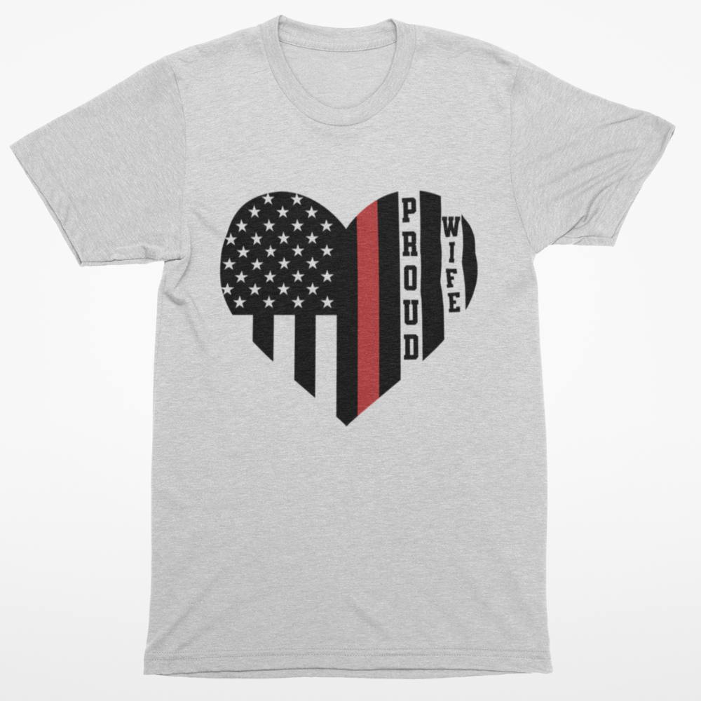 Proud Wife Red Line Flag T-Shirt