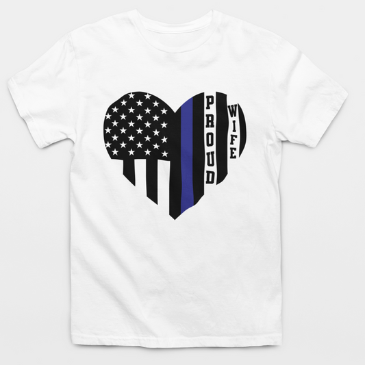 Proud Wife Blue Line Flag T-Shirt