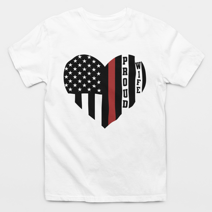 Proud Wife Red Line Flag T-Shirt