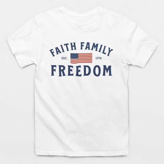 Faith Family Freedom American Flag T-Shirt